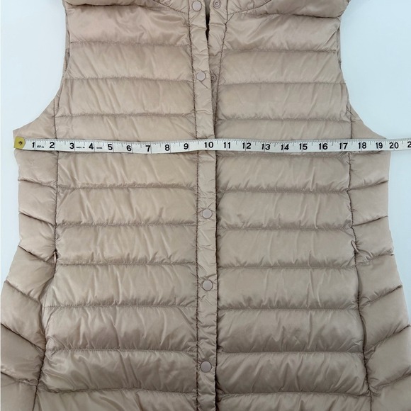 ELFJOY Womens Long Puffer Vest Beige Sleeveless Full Zip Down Fill Size L - Picture 6 of 8